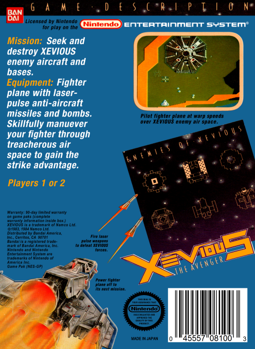 Xevious box art for Famicom